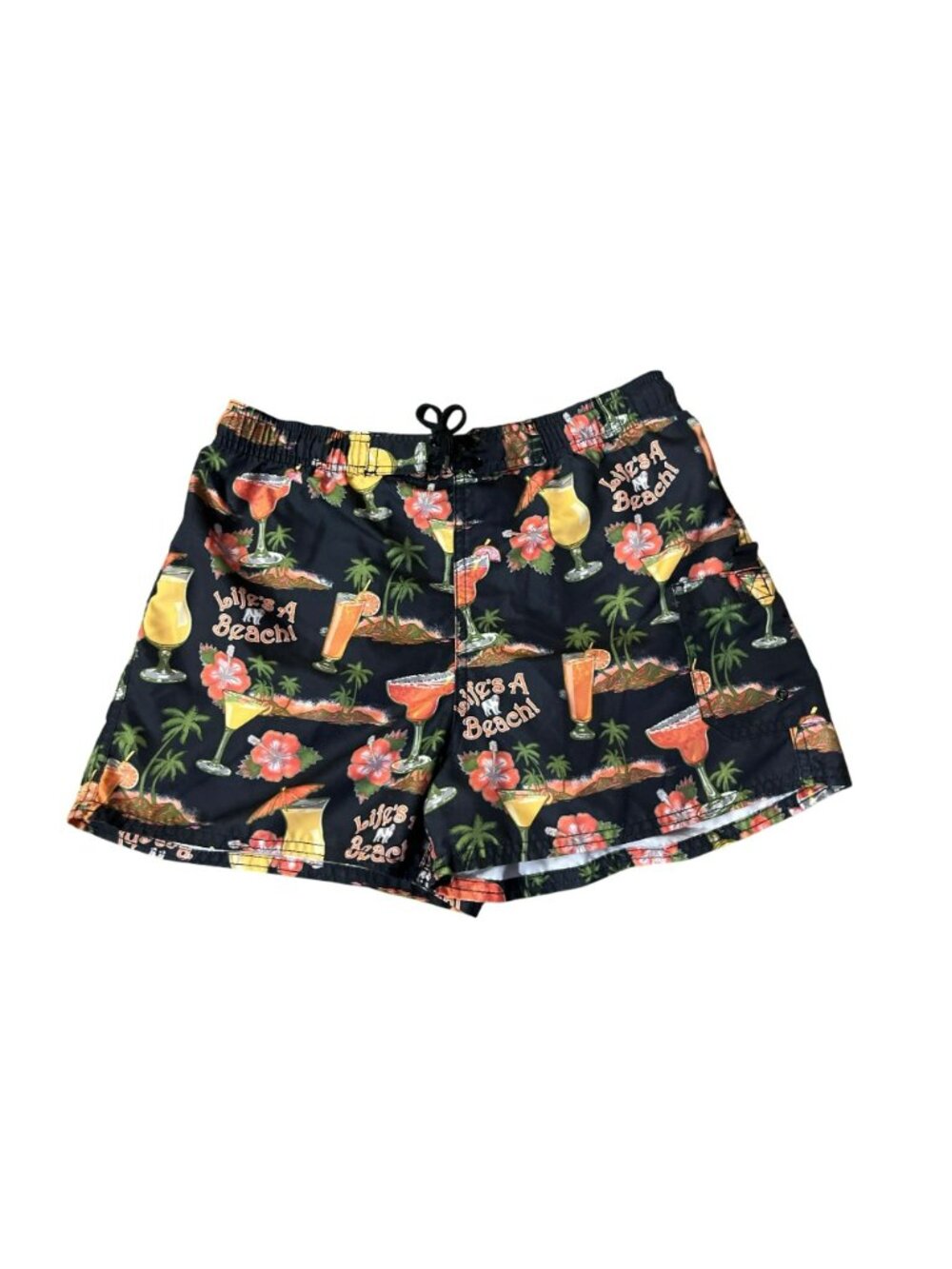 Big Dogs Mens Small Tropical Cocktail Print Swim Trunks 100% Polyester USED - Picture 3 of 12